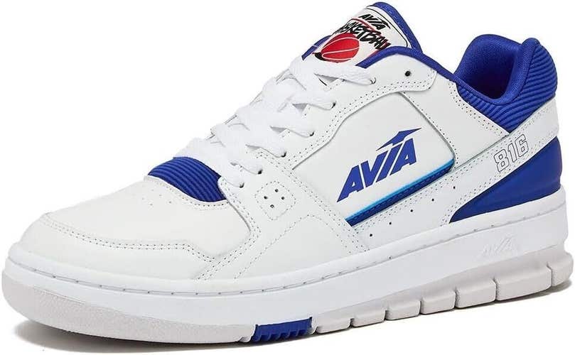 Avia 816 Low Top Retro Basketball Shoes Sneakers White Blue Men's 9.5