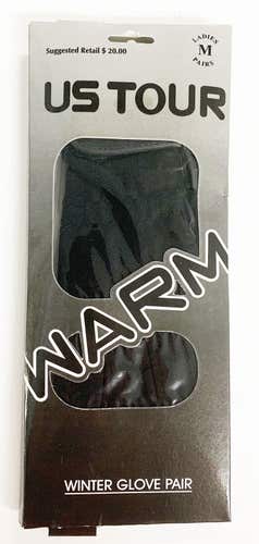 NEW US Tour Warm Winter Glove Pair Black Golf Glove Ladies Small