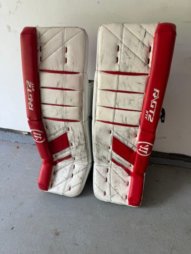 Warrior Ritual RGt2 Goalie Pads - Red & White