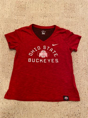 Red Nike Ohio State Buckeyes Women's Dri-Fit V-Neck Shirt M