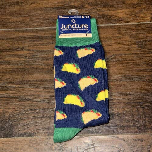 Juncture Novelty Socks Tacos 6-12 Crew Unisex Adults Teens Women Men Funny Food