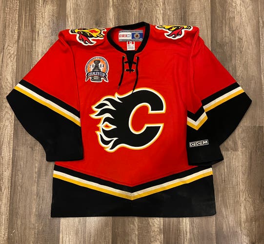 Vintage Calgary Flames 2004 Stanley Cup Finals Hockey Jersey