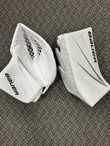 Bauer Senior White Hyperlite 2 Glove and Blocker Set