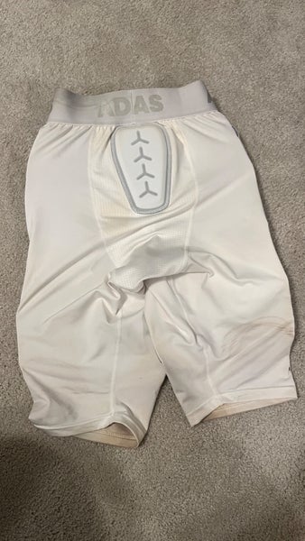 used white adidas football girdle compression shorts | large