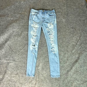 American Eagle Women Jeans 6 Blue Denim Pant Skinny Jegging Light Grunge Capsule