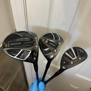 Callaway Rogue Driver 9* & 3 Wood & 19 Hybrid Stiff Flex Right Handed
