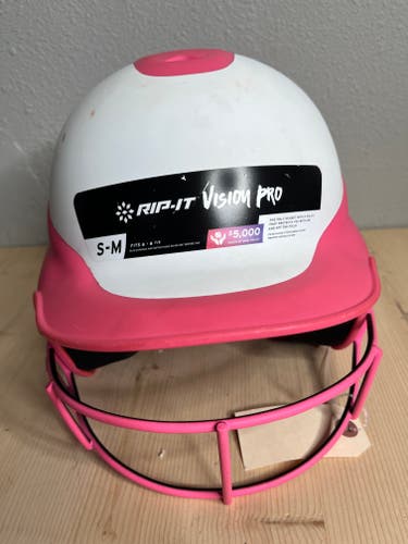 Used Small / Medium Rip It Vision Pro Batting Helmet Pink 6-6 7/8