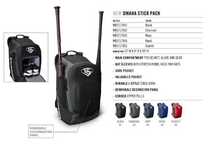 Louisville Slugger Omaha Stick Pack Charcoal Baseball & Softball Equipment Bags