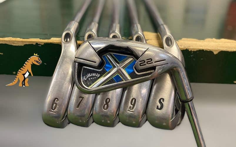 Used RH Callaway X22 Iron Set 5-Sand Wedge Uniflex Steel Shafts *No P Wedge