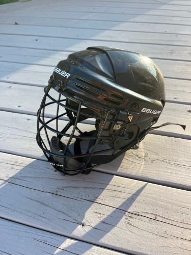 Bauer box lacrossse helmet with under-armor cage