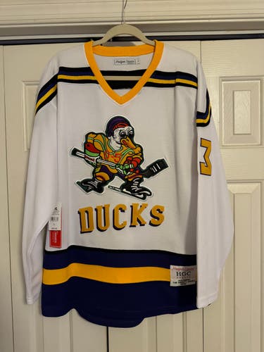 Mighty Ducks Movie Jersey Goldberg White Large NWT Headgear Classics