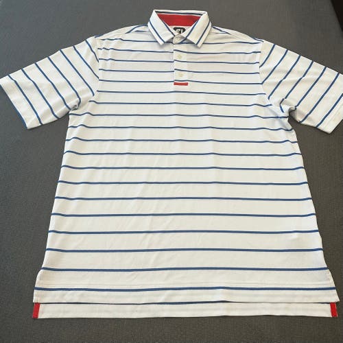 FootJoy white/blue striped polo. Medium