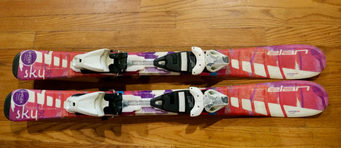 Used Kid's Elan Sky 90 cm All Mountain Skis With Bindings