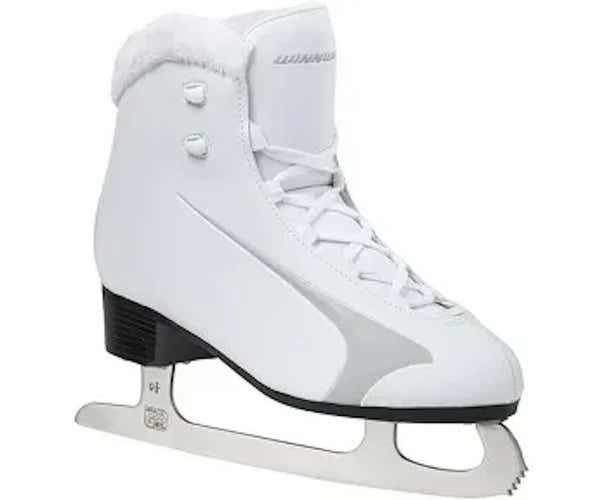 New Figure Skate Wh Fur Sz 6