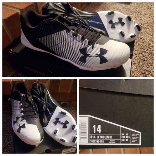 Black/White New Size 14 Adult Men's Under Armour Yard Low DT Metal Cleats