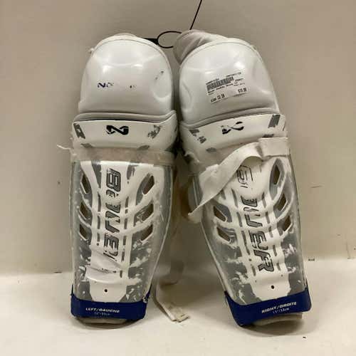 Used Bauer White 13" Hockey Shin Guards