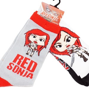 2 Pairs - Red Sonja Adult Crew Socks 6-12 - Comic Book Stockings 2016 - Style 2