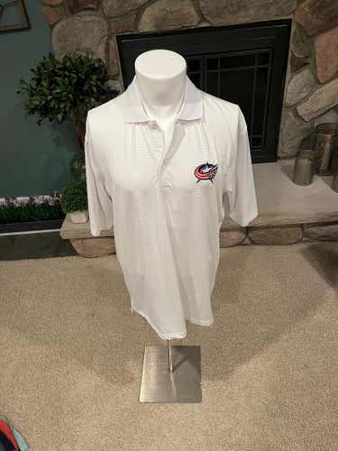 Columbus Blue Jackets White Used Medium Men's Shirt