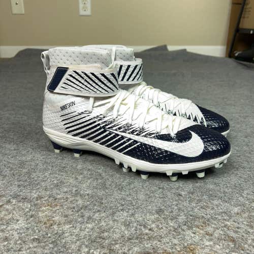 Nike Mens Football Cleats 13.5 White Navy Shoe Lacrosse Lunarbeast Elite TD B2