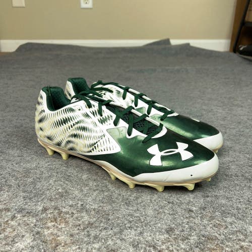 Under Armour Mens Football Cleat 13.5 White Green Nitro Low MC Lacrosse Shoe I4