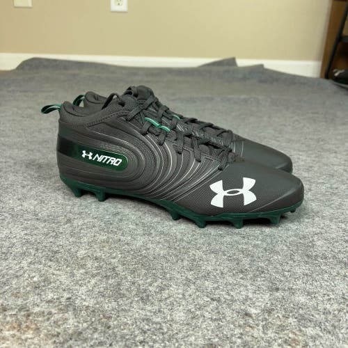 Under Armour Mens Football Cleat 12 Black Green Lacrosse Team Nitro Mid U1