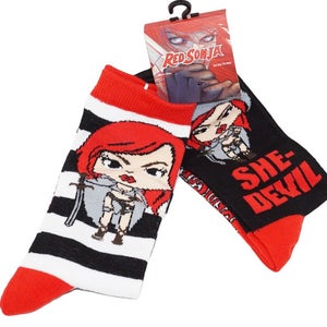 2 Pairs - Red Sonja Adult Crew Socks 6-12 - Comic Book Stockings 2016 - Style 1