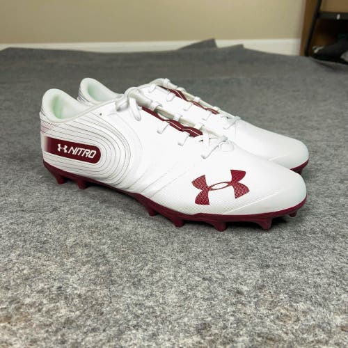 Under Armour Mens Football Cleat 15 White Maroon Shoe Lacrosse Nitro Low Sport N