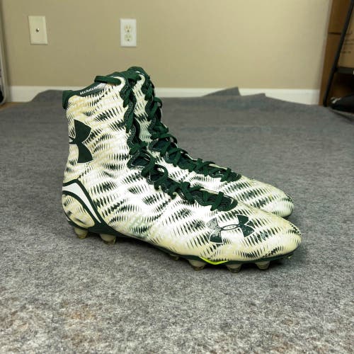 Under Armour Mens Football Cleat 12.5 White Green Lacrosse Shoe High Clutchfit X