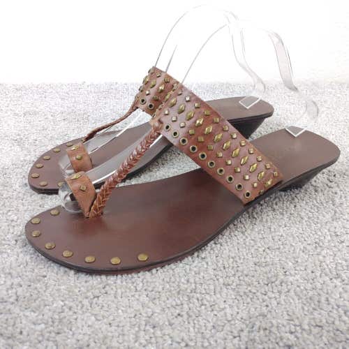 Matisse Sandals Womens 10 Shoes Toe Thong Flats Brown Leather Slip On Wedge