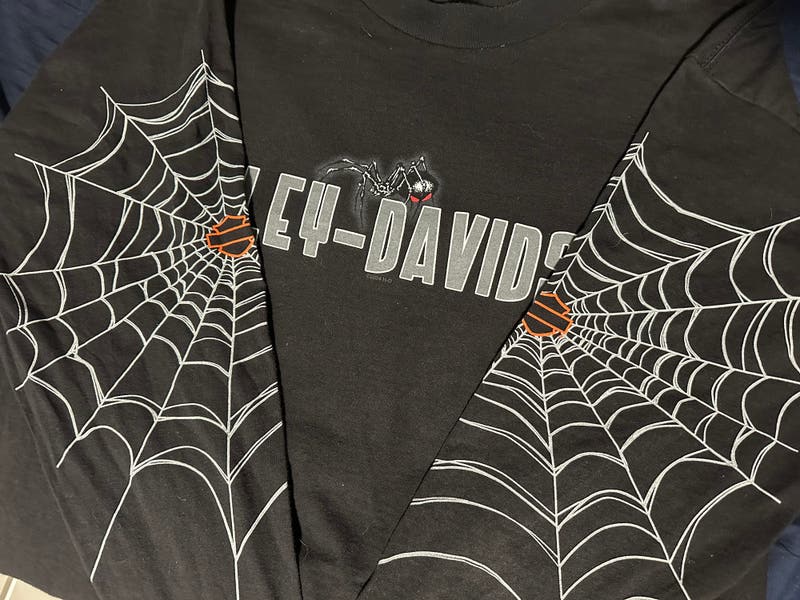 Rare Vintage 2000s Harley Davidson Spiderweb Long Sleeve