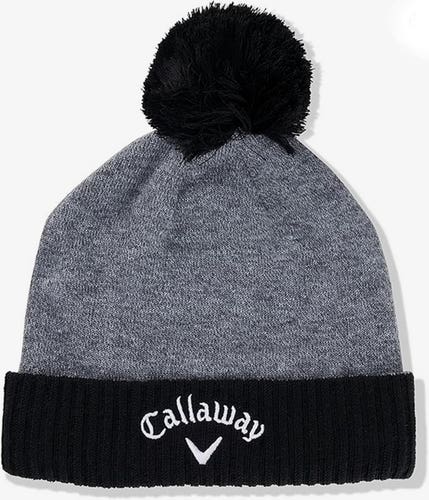 NEW 2023 Callaway Golf Gray/Black Winter Pom Pom Beanie/Cap