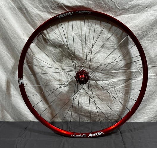 Loaded AmXC 32-Spoke Red Anodized Aluminum Disc Brake 29er QR Front Wheel CLEAN