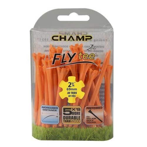 Champ My-Hite Fly Tees 2.75" Plastic Golf Tees - (30 Tees) - Neon Orange