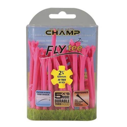 Champ My-Hite Fly Tees 2.75" Plastic Golf Tees - (30 Tees) - Hot Bright PINK