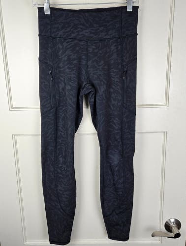 Athleta Rainier Printed Tight High Rise Compression Leggings Women S Zip Pocket