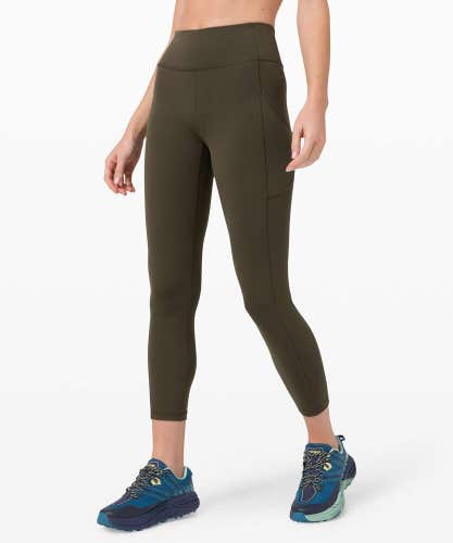 Lululemon Invigorate High-Rise Tight 25" Dark Olive With Pockets Women’s Size 4