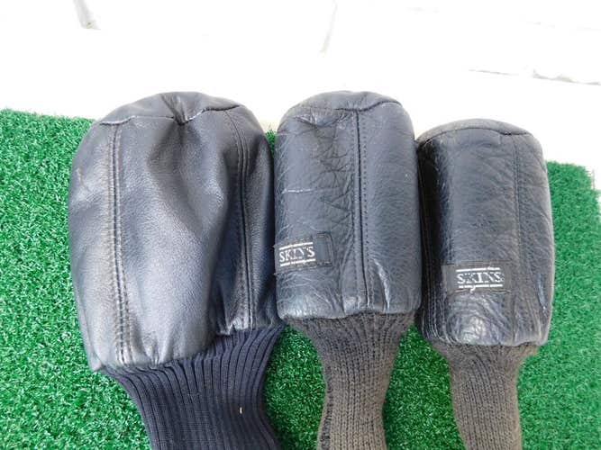 SKINS Golf Leather/Wool Driver, 3W & X Headcover Set