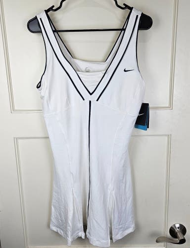 Nike Dri Fit Size: L White Tennis Dress Built In Bra Logo Pickleball Stay Cool