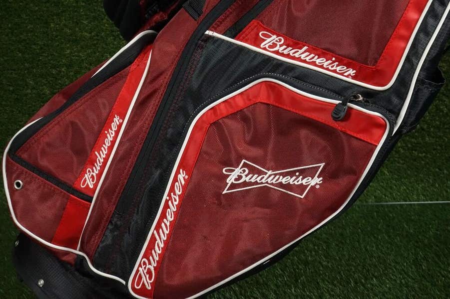 OGIO VAPORLITE BUDWEISER LOGOED 8-WAY DIVIDER GOLF STAND BAG, RED