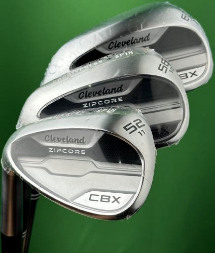 Cleveland CBX Zipcore Wedge Set LEFT Hand 52-11*, 56-12*, 60-10* Steel LH NEW