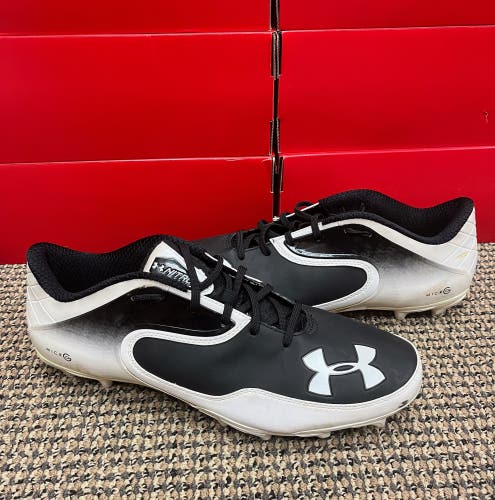 Black and White Under Armour Nitro Icon Low Football Cleats w/o Box