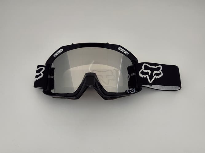 Fox MX Goggles Dirt Bike Motocross Black Frame with Silver Mirror Mirror Lens