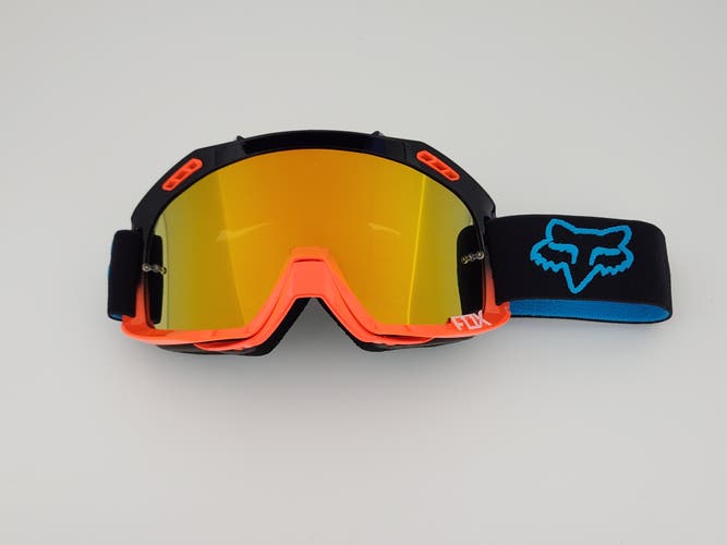 Fox MX Goggles Dirt Bike Motocross Black-Orange Frame with Orange Mirror Mirror Lens