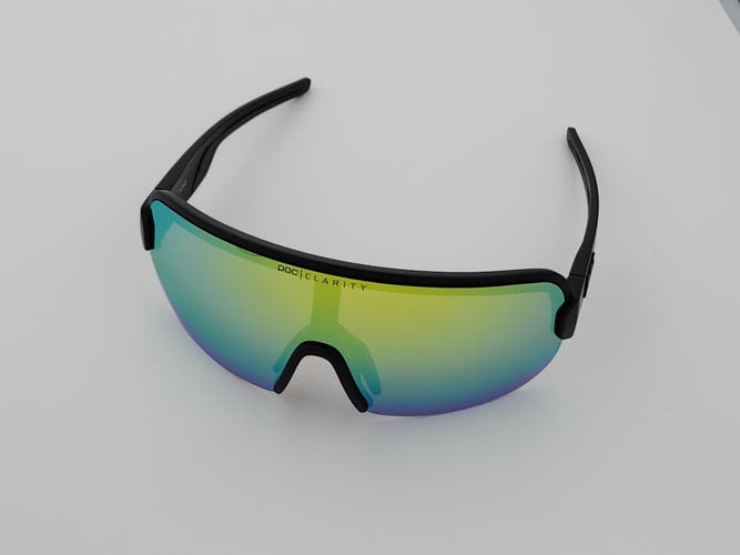 POC AIM Sphere Shield Sports Sunglasses Matte Black Frame Yellow Mirror Lens