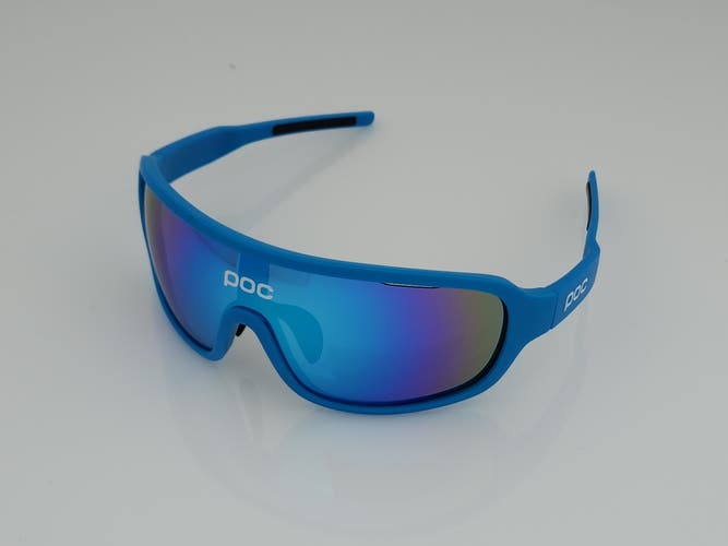 POC Blade Shield Sports Sunglasses Matte Blue Frame Blue Mirror Lens with Extra Lenses