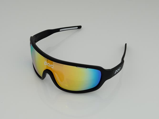 POC Blade Shield Sports Sunglasses Matte Black Frame Orange Mirror Lens with Extra Lenses