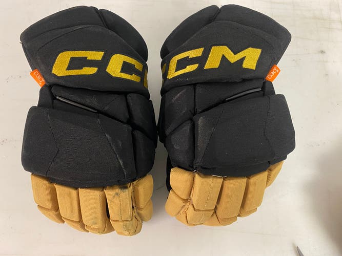 CCM JetSpeed FT1 Pro Stock Hockey Gloves 14" Black and Gold KNIGHTS 90522