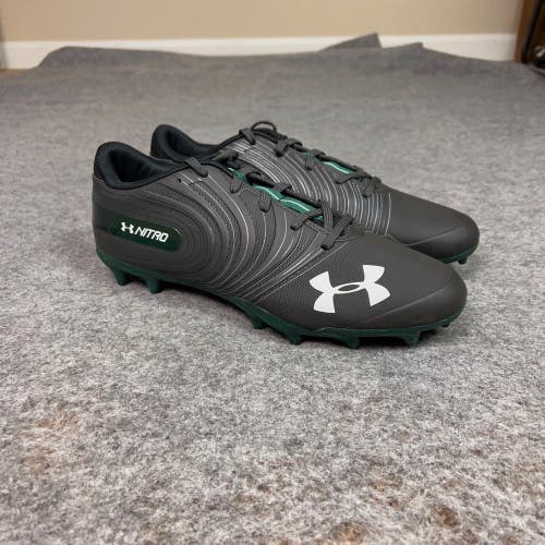 Under Armour Mens Football Cleat 11.5 Black Green Shoe Lacrosse Nitro Low Sport