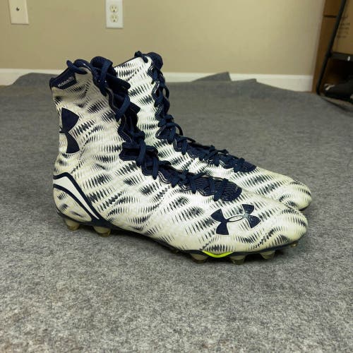 Under Armour Mens Football Cleat 15 White Navy Lacrosse Shoe High Clutchfit X