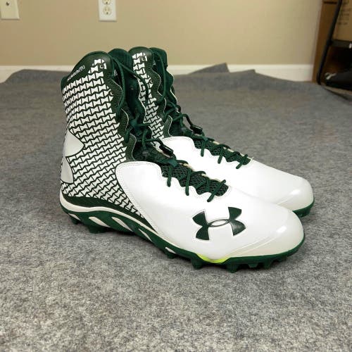 Under Armour Mens Football Cleat 12.5 White Green Lacrosse Shoe High Clutchfit Y